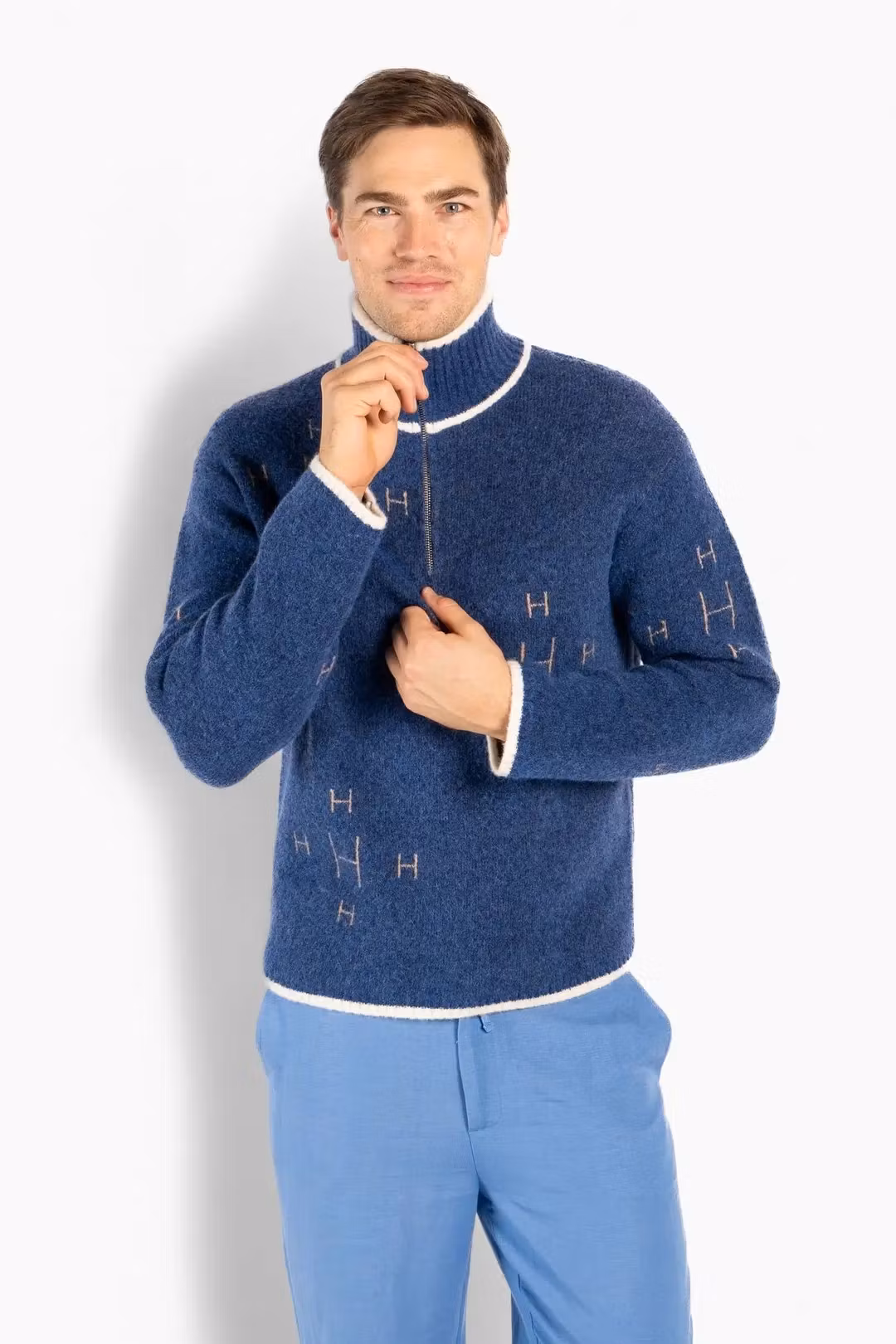 HÉST Herr " IBEN half Zip "Sweater , Navy