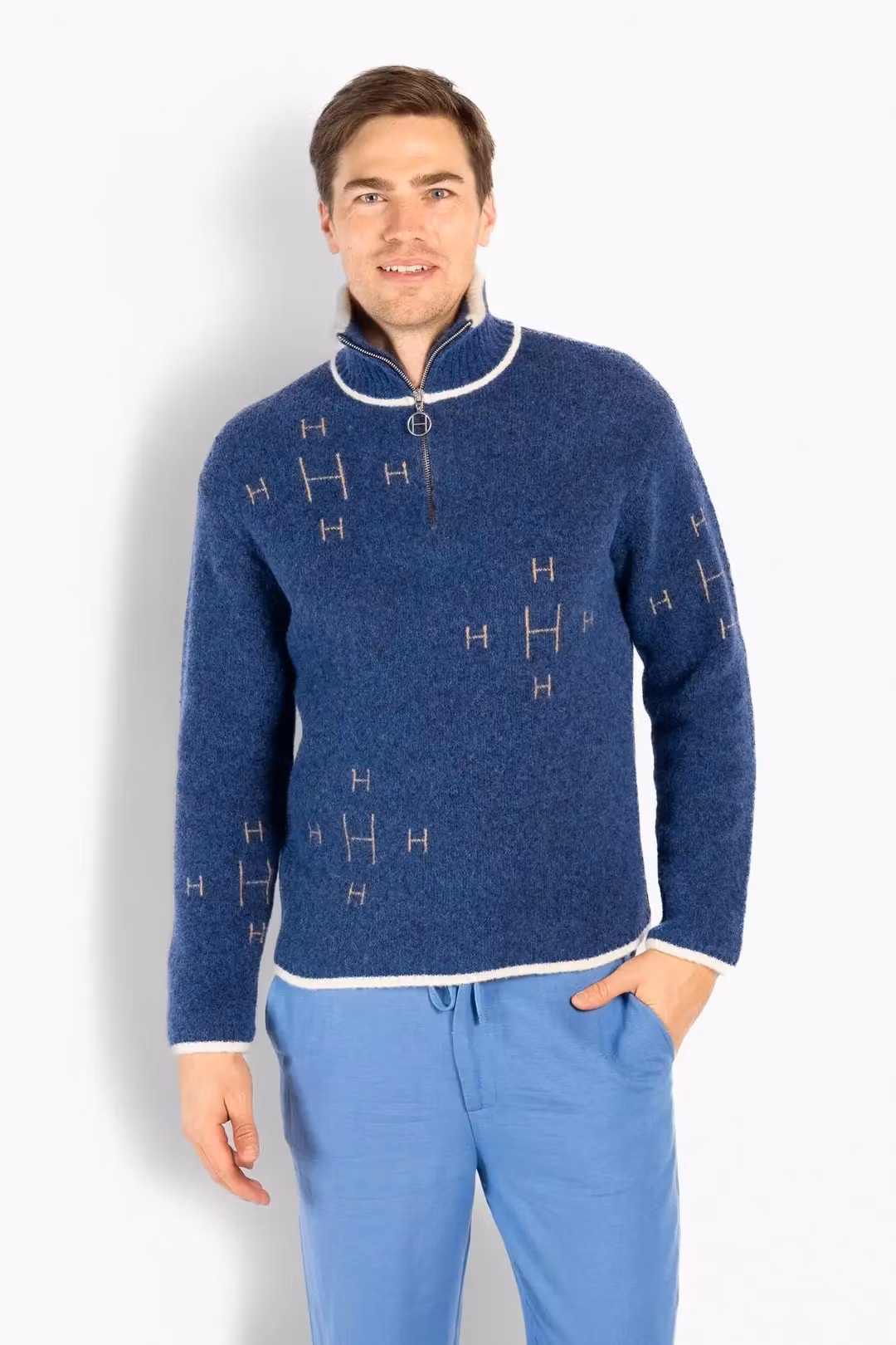 HÉST Herr " IBEN half Zip "Sweater , Navy