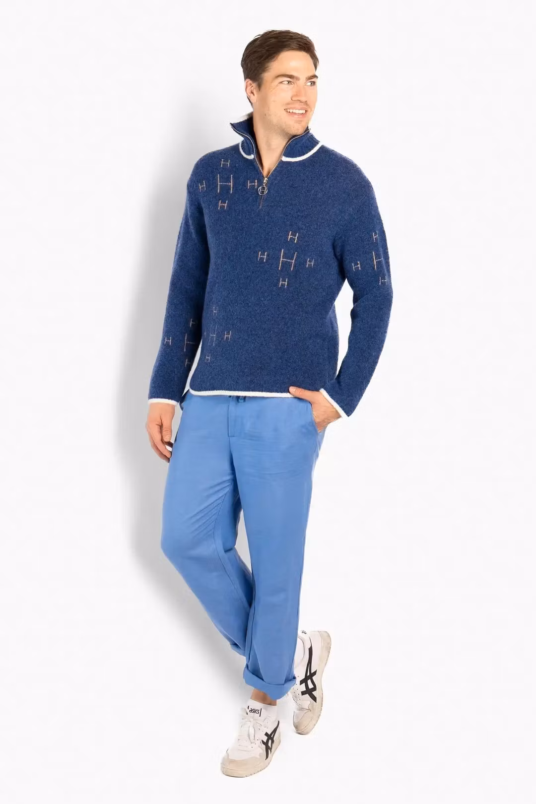 HÉST Herr " IBEN half Zip "Sweater , Navy