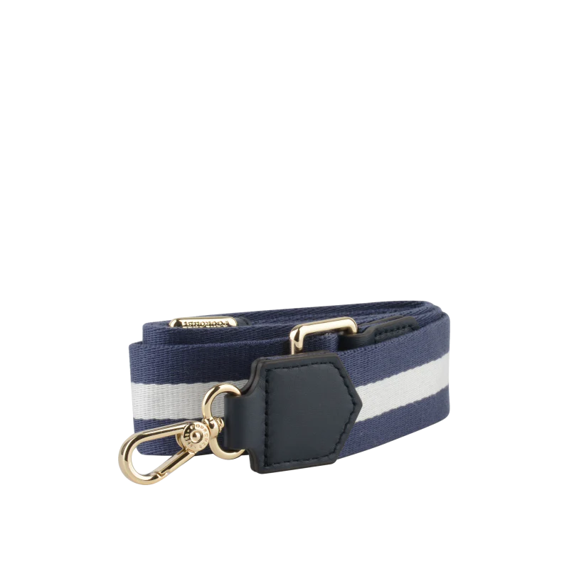 POURCHET " Stripes Cotton Canvas woven strap" , Navy