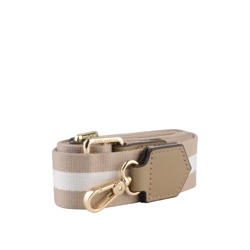 POURCHET " Stripes Cotton Canvas woven strap" , Taupe