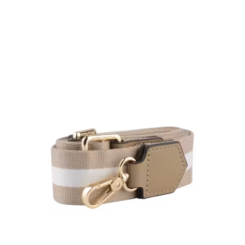 POURCHET " Stripes Cotton Canvas woven strap" , Taupe