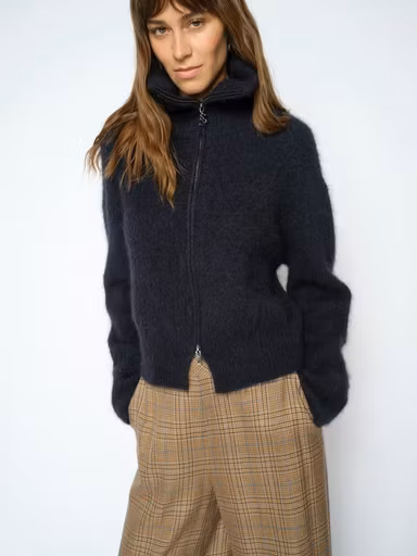 Mos Mosh " Hulda Knit Zip Cardigan " , Salute Navy