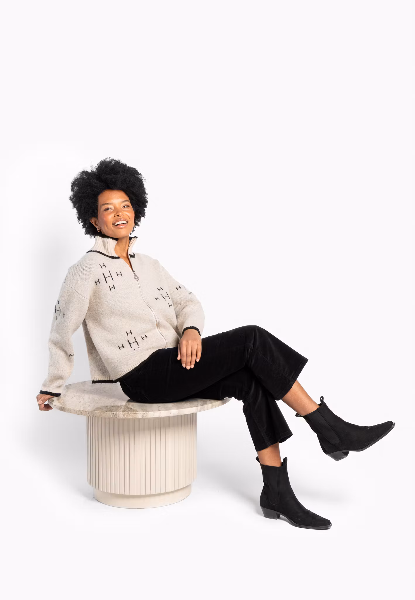 HÉST " IBEN Zip Jacket" , Light Beige Melange