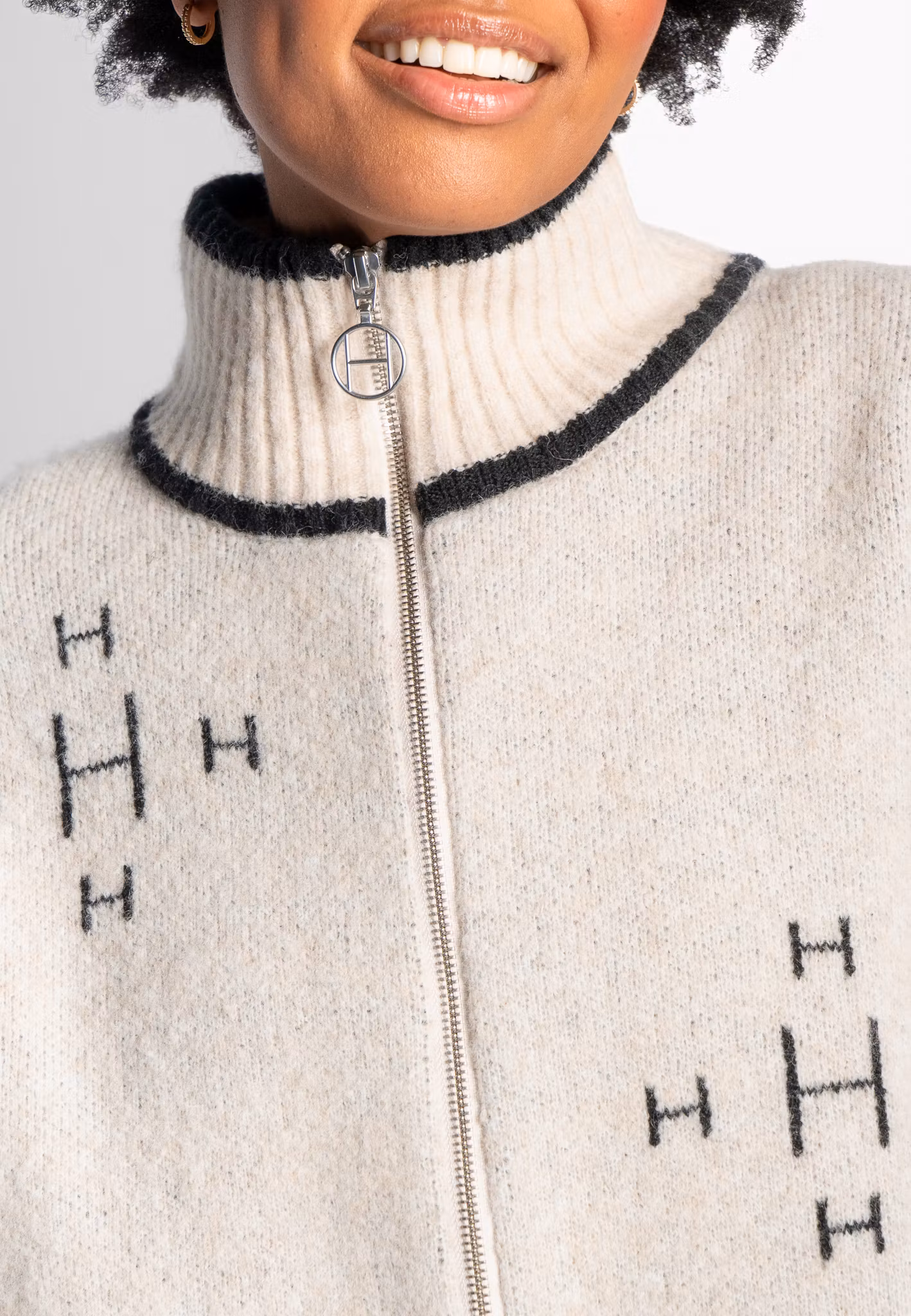 HÉST " IBEN Zip Jacket" , Light Beige Melange
