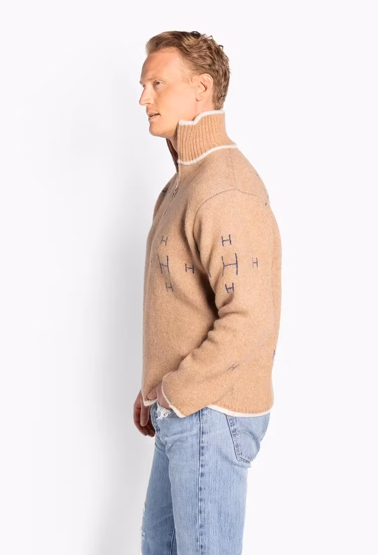 HÉST Herr " IBEN half Zip " Beige Melange