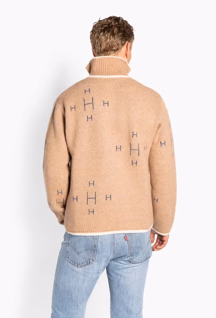 HÉST Herr " IBEN half Zip " Beige Melange