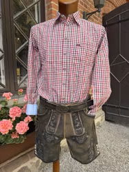Oktoberfestskjorta , slim fit " Paketpris" , vinröd/olivrutig