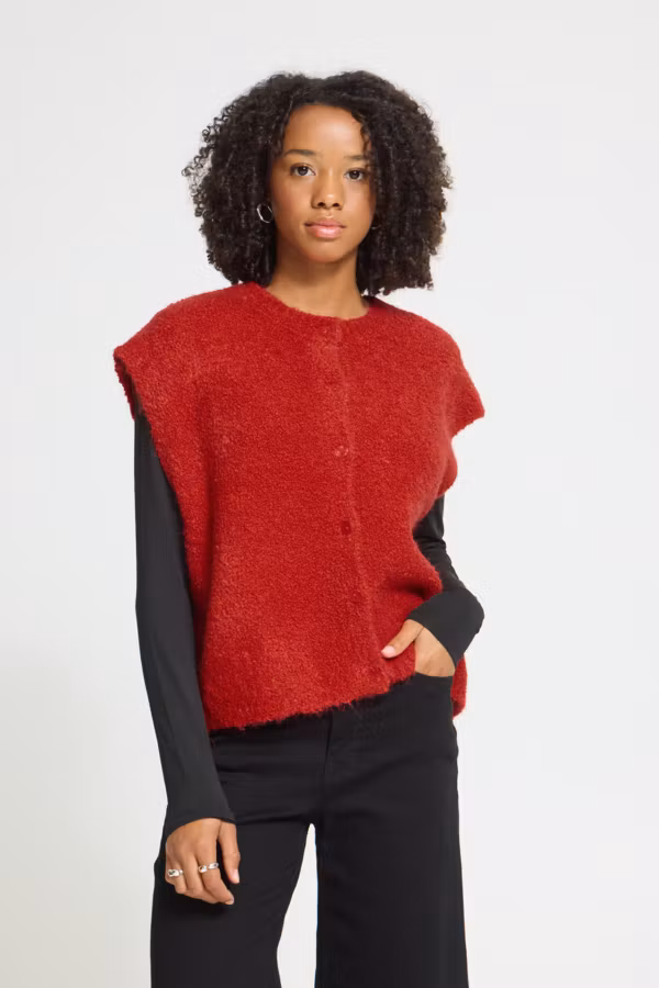ICHI " Sarisa Waistcoat" , röd