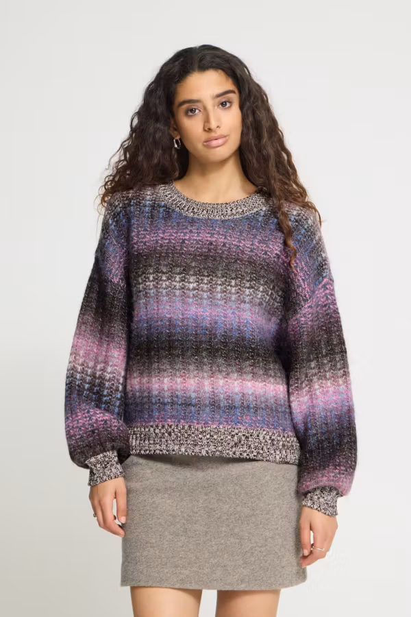 ICHI " DASUNTE Pullover" , Pink/BLUE Brown mix
