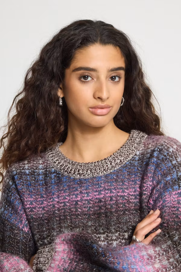 ICHI " DASUNTE Pullover" , Pink/BLUE Brown mix