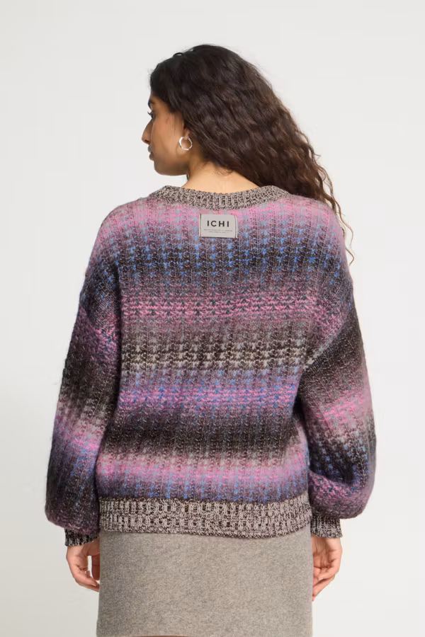 ICHI " DASUNTE Pullover" , Pink/BLUE Brown mix