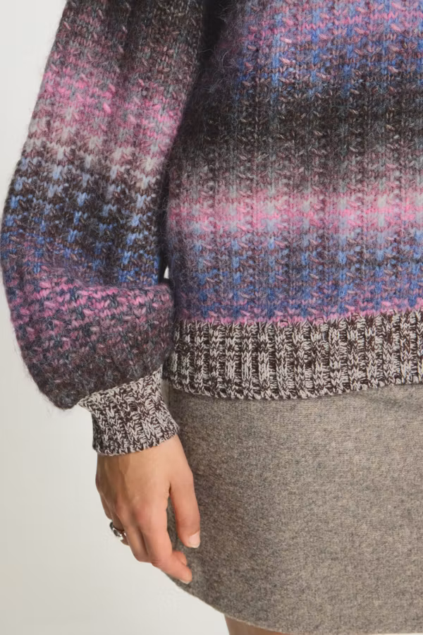 ICHI " DASUNTE Pullover" , Pink/BLUE Brown mix