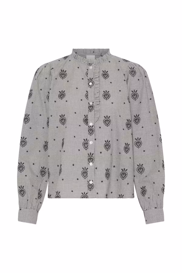 ICHI " Eloza Shirt " , Birch / Dk Blue