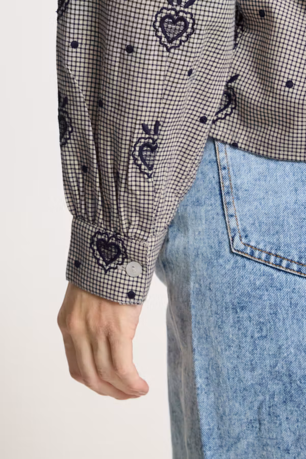 ICHI " Eloza Shirt " , Birch / Dk Blue