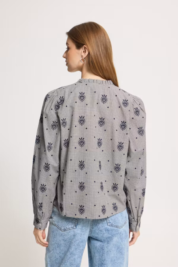 ICHI " Eloza Shirt " , Birch / Dk Blue