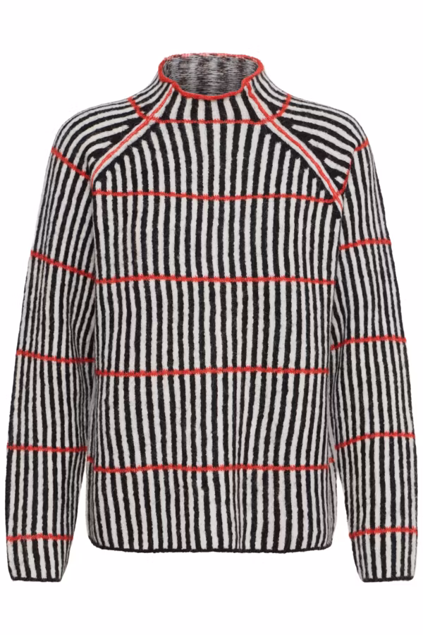 ICHI " Kamara LS Stripe "  Black/ White Salsa Stripe