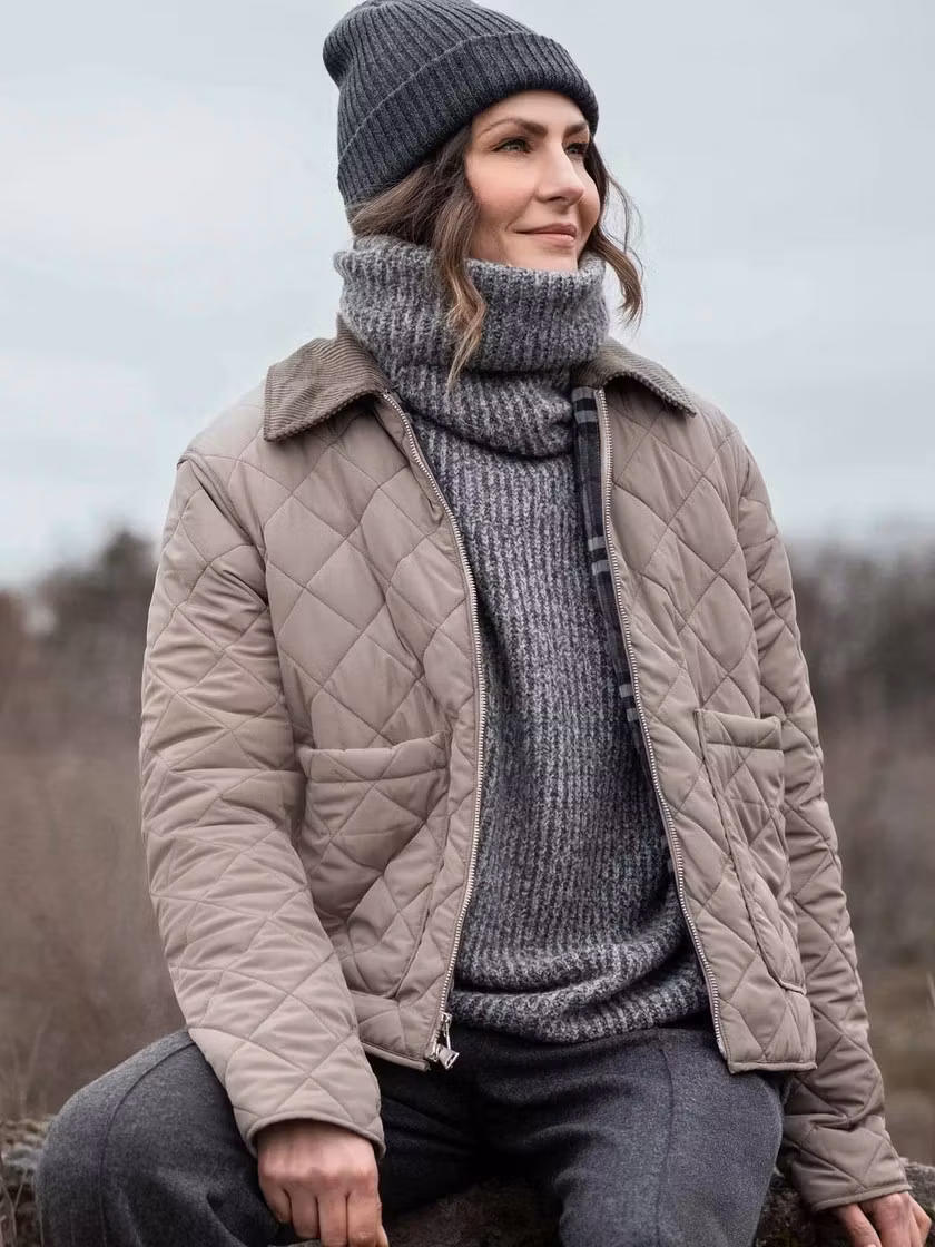 White Label " vändbar jacka " , rutig / taupe