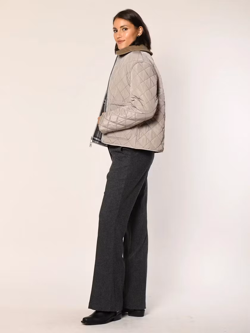 White Label " vändbar jacka " , rutig / taupe