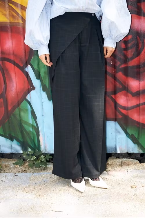 cras " Aishacras Pants " , Dark grey check