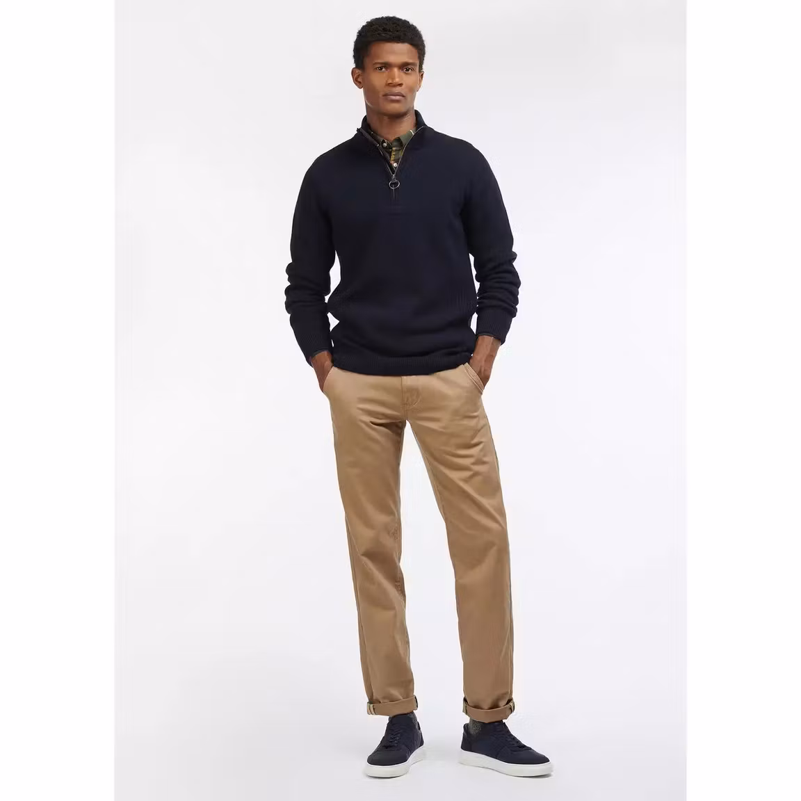 Barbour half zip " Holden " med patches , Navy