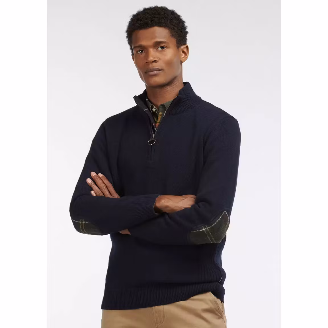 Barbour half zip " Holden " med patches , Navy