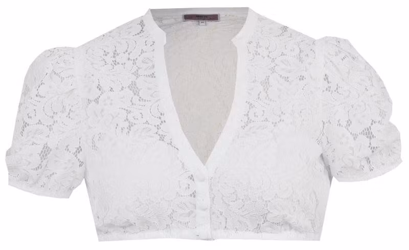 MarJo " Schönthal " dirndlblus med kort ärm  , off white