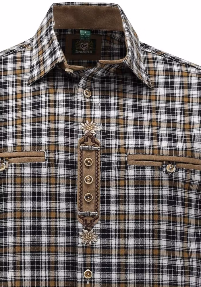 Herrskjorta "dark braun edelweiss" Regular Fit / OT