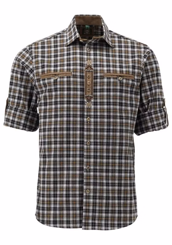 Herrskjorta "dark braun edelweiss" Regular Fit / OT