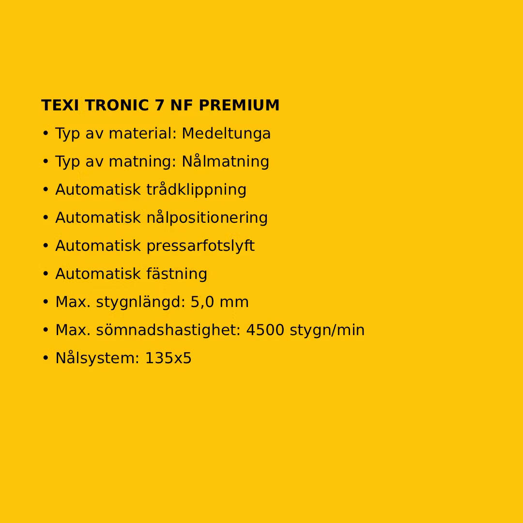 TEXI TRONIC 7 NF PREMIUM – Industriell raksömsmaskin för lätta och medelkraftiga material