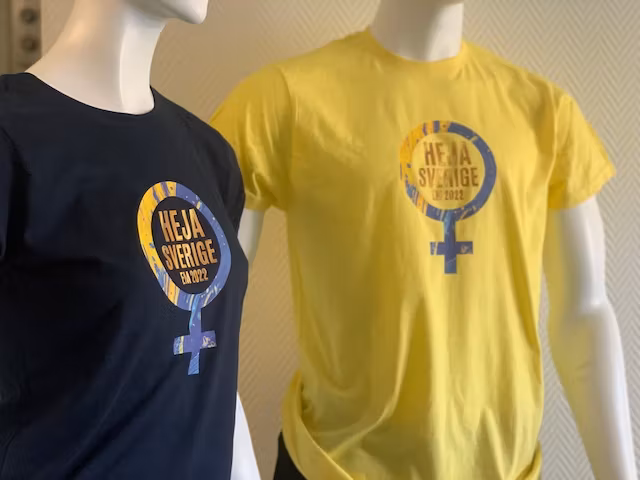 Heja Sverige-Dam-EM-2022 - T-shirt Russell Barn/Herr Marinblå