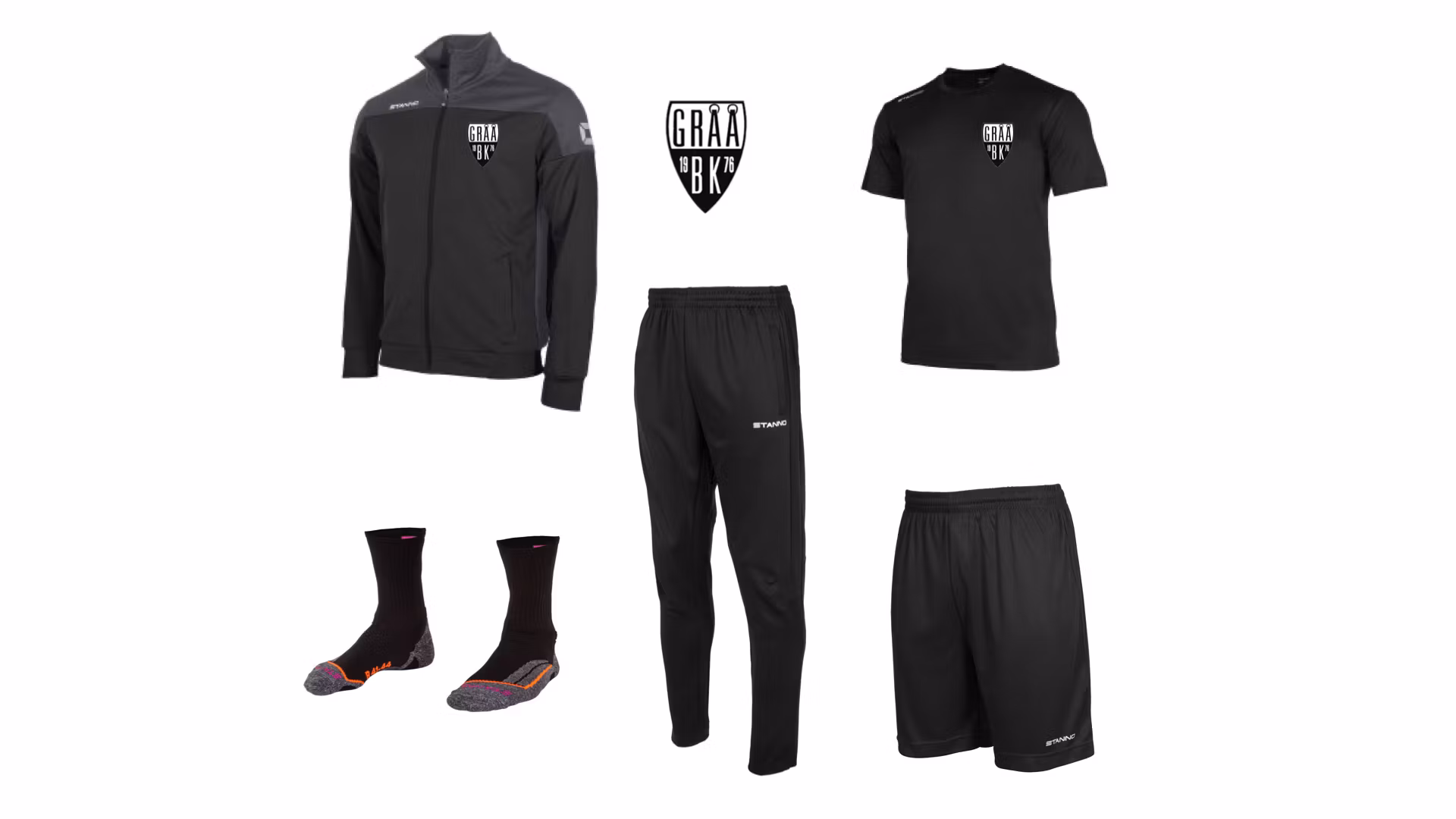 Gråå BK Träningspaket STORT (5 delar) Unisex-Svart T-shirt