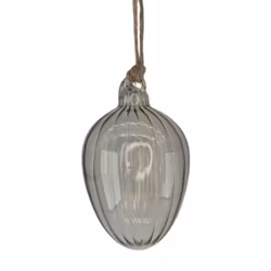 Hängande glas ägg Sheere randigt ljus grå S