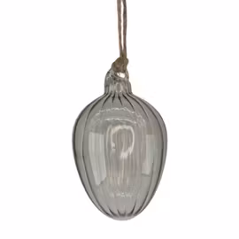Hängande glas ägg Sheere randigt ljus grå S