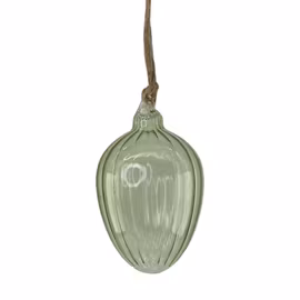 Hängande glas ägg Sheere randigt ljus grön S