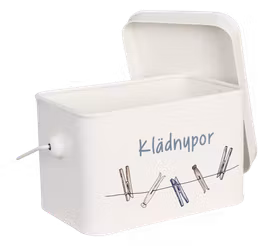 Plåtburk Ivar klädnypor vit