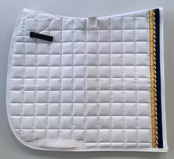 Mias RS Dressyrschabrak - Vit/marin/guld, design 3