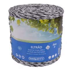 SWEDGUARD Eltråd Pro+ 3 mm vit/svart 500 m 9x0,25