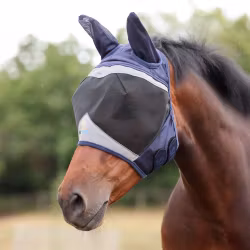 Shires FlyGuard Fine Mesh Flughuva med Öron, Navy
