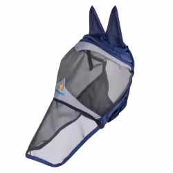 Shires FlyGuard Fine Mesh Flughuva med Öron & 4-kantig Nosdel, Navy