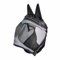 Shires FlyGuard Fine Mesh Flughuva med Öron och Hål för Pannluggen, Black/Jet