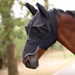 Shires FlyGuard STRETCH FLUGHUVA MED ÖRON OCH NOS, Black/jet
