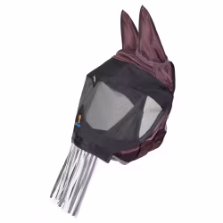 Shires FlyGuard Deluxe Flughuva med Öron och Nosfransar, Black Cherry