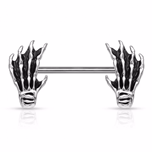 Bröstpiercing med skeletthänder