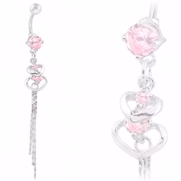 2 hjärtan med rosa CZ