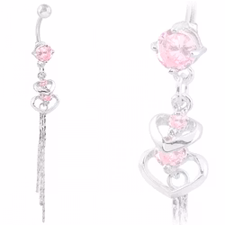 2 hjärtan med rosa CZ