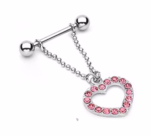 Bröstsköld med rosa hjärta