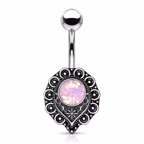 Navelpiercing med rosa opalite sten