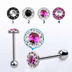 Tungpiercing med ädelstenar