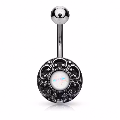 Navelpiercing vintage med opalsten
